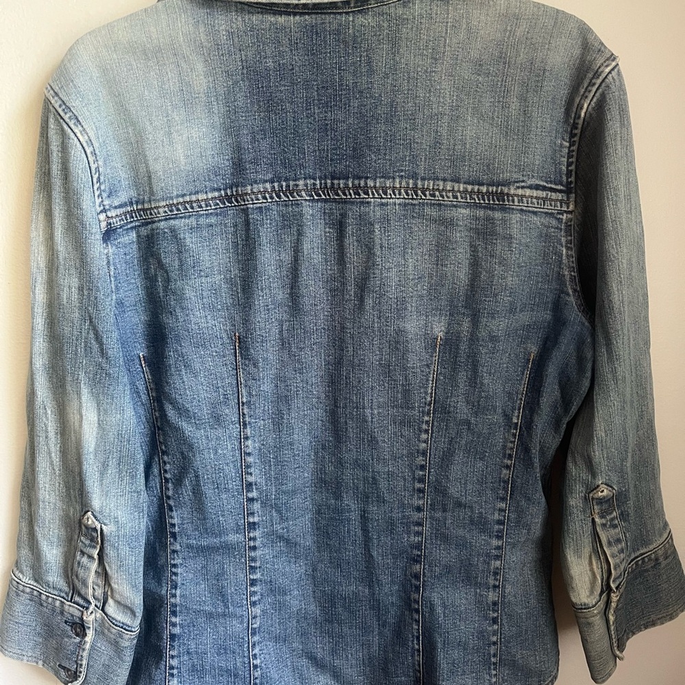 Gap Vintage Y2K Denim Shacket Blue Jean Jacket Faded Thrash Grunge Preppy Rodeo - Picture 3 of 9